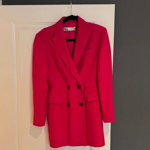 Zara Women's Pink Double-Breasted Blazer